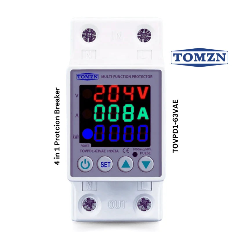 TOMZN TOVPD1-63VAE 4 in 1 Voltage Protector Breaker in Pakistan