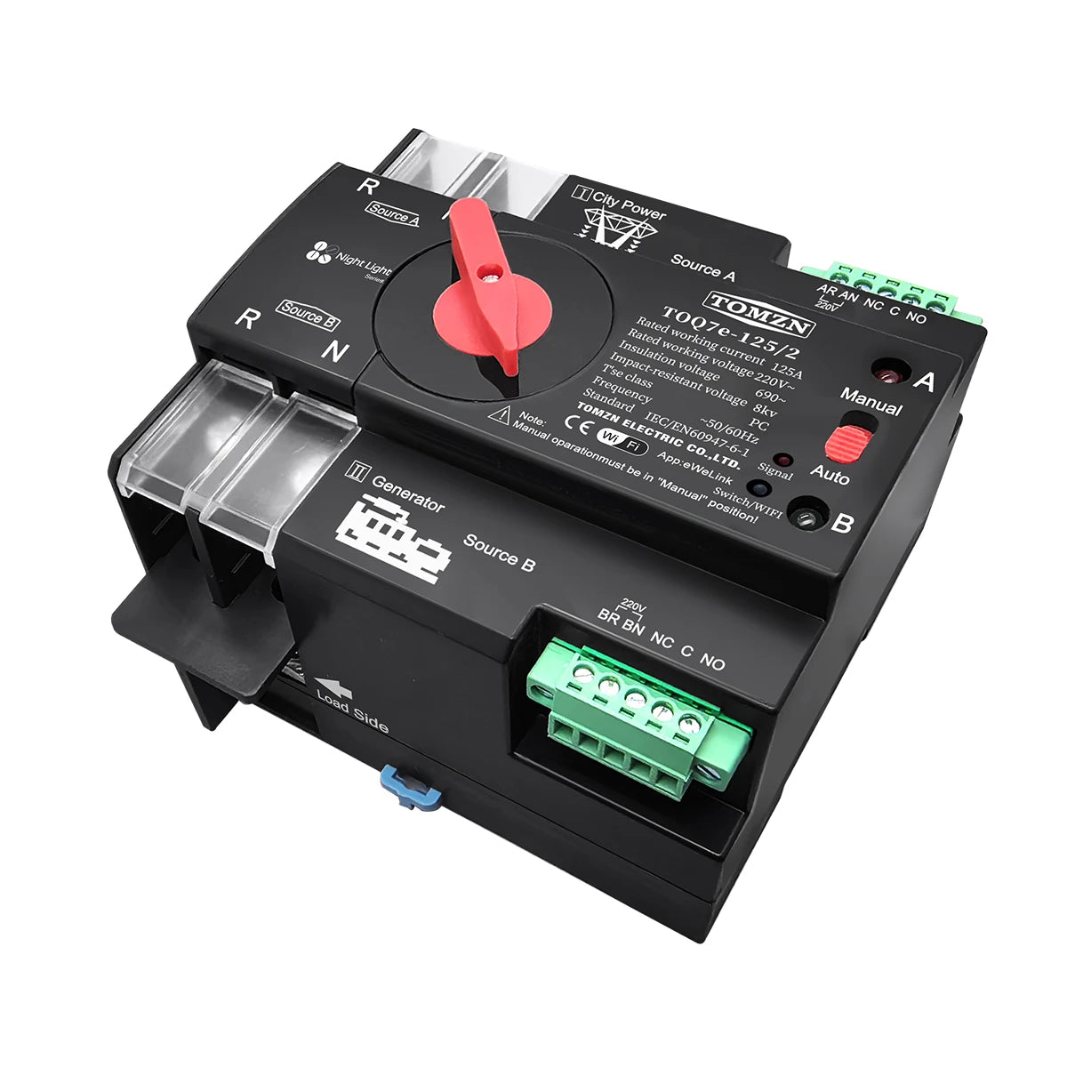 TOMZN TOQ7e  Smart WiFi ATS Dual Power Automatic Change-Over in Pakistan - 2pole thumbnail 3