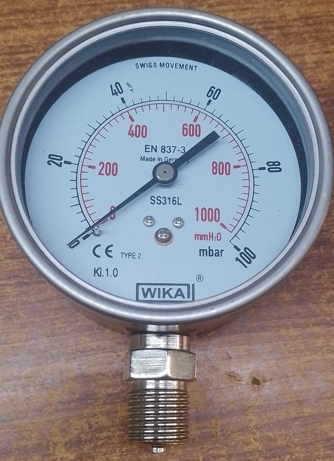 WIKA EN837-3 100mbar liquid filled Pressure gauge dial Size 4 inch  in Pakistan