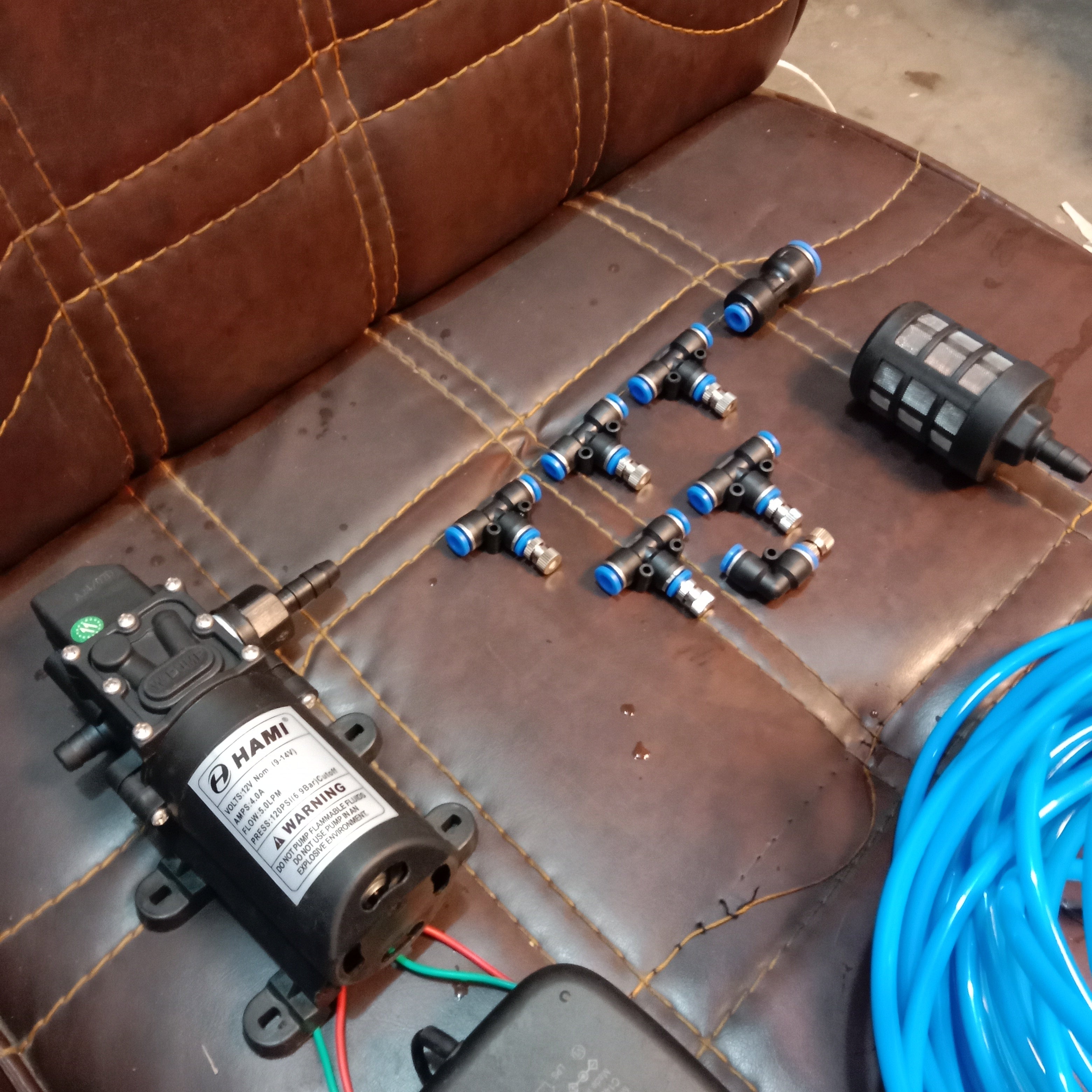 Misting System for Homes, Solar panels, and Farms in Pakistan - 25-Nozzle System With Pump & 100 ft Pipe thumbnail 4