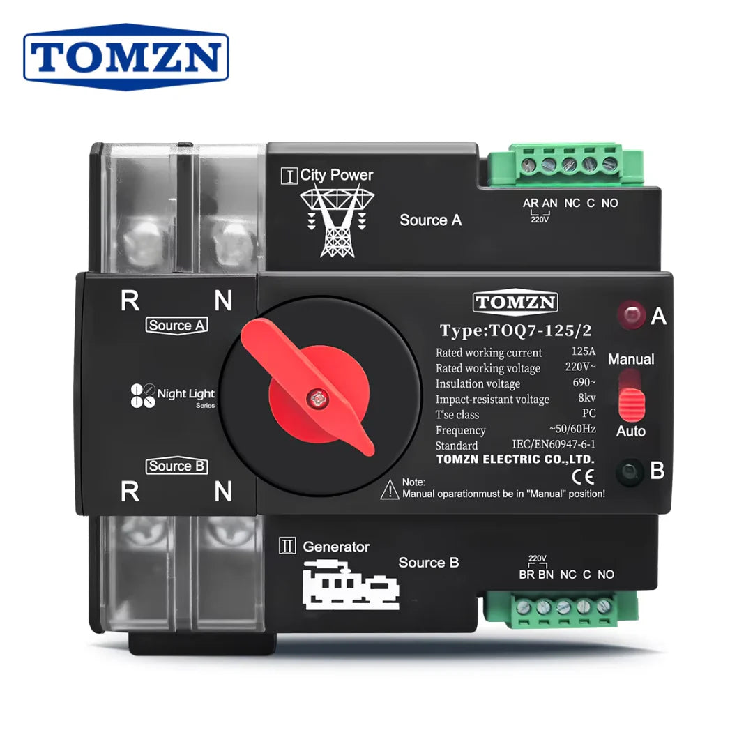 TOMZN TOQ7 AC Single Phase Dual Power Automatic Transfer Switch ATS in Pakistan - 2pole