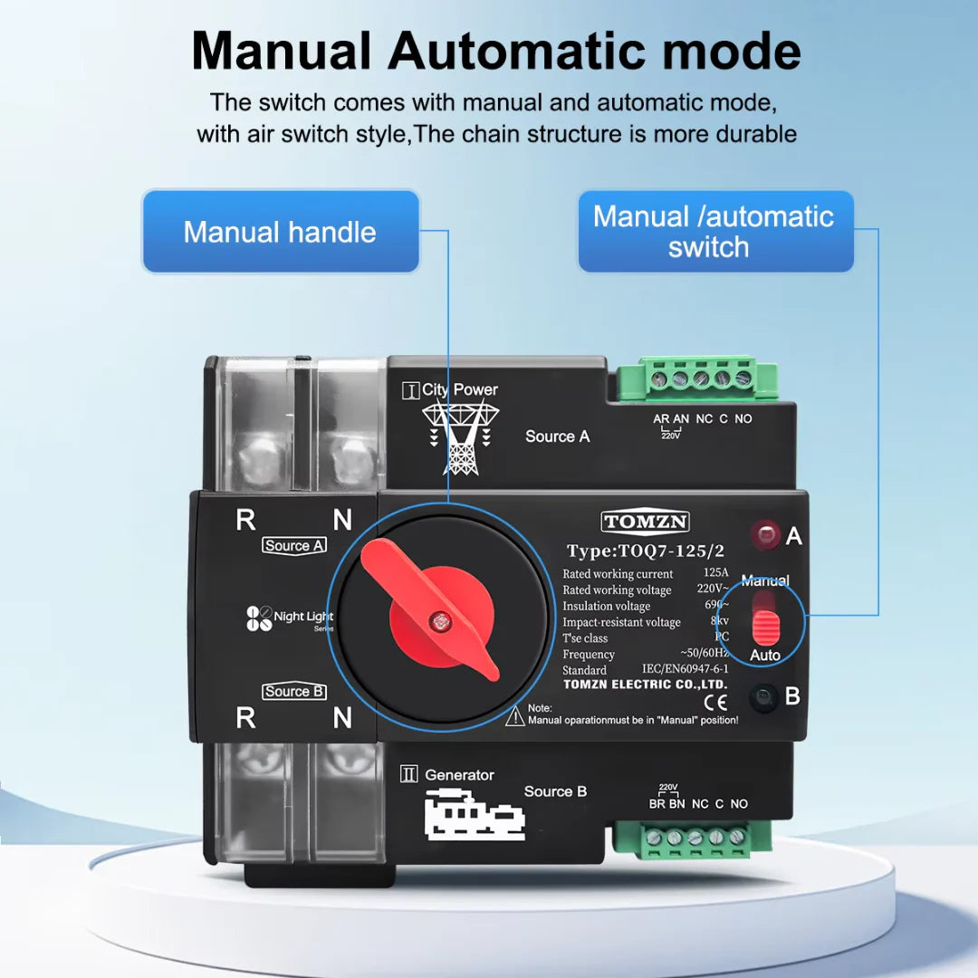TOMZN TOQ7 AC Single Phase Dual Power Automatic Transfer Switch ATS in Pakistan - 2pole thumbnail 7