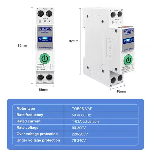 TOMZN TOB9S-VAP 63A Wifi Smart Circuit Breaker Switch in Pakistan thumbnail 2