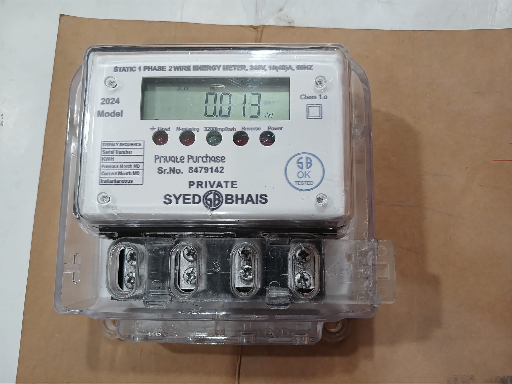 Syed Bhais Single Phase Energy Meter in Pakistan