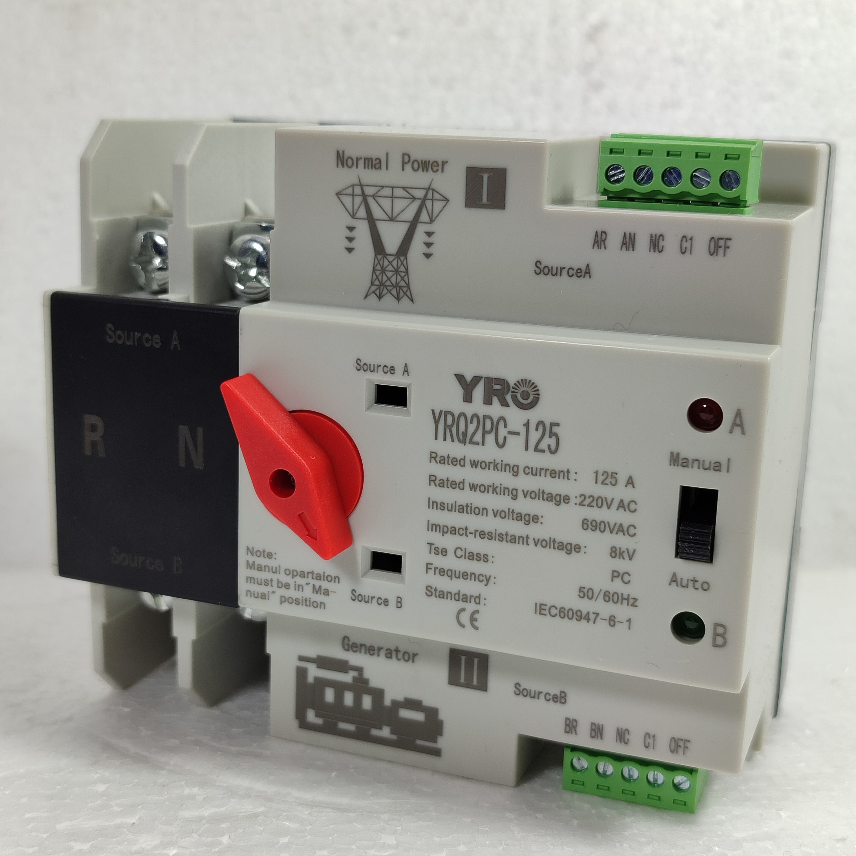 YRO2PC-125 YRO ATS 100 Amp 230V automatic transfer switch in Pakistan