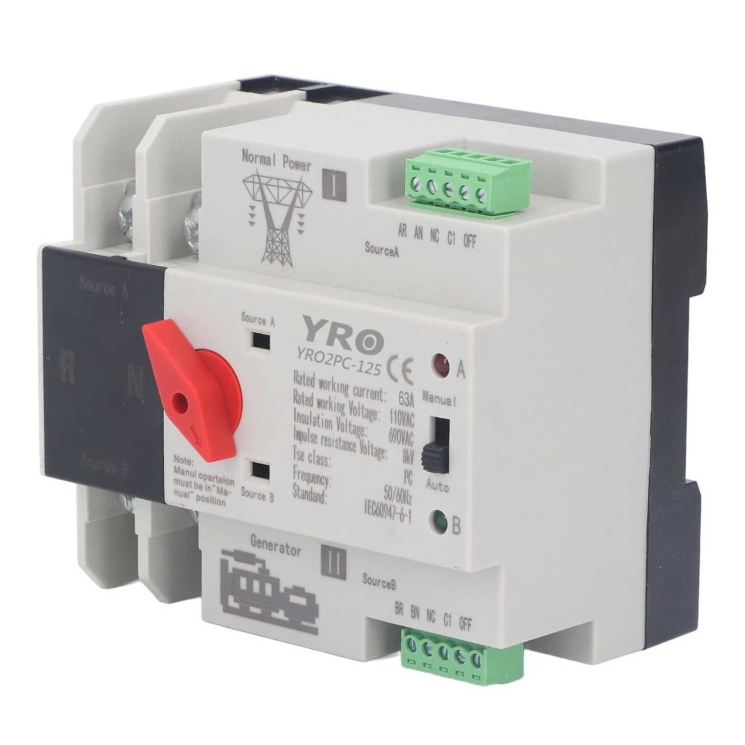YRO2PC-125 YRO ATS 100 Amp 230V automatic transfer switch in Pakistan thumbnail 2