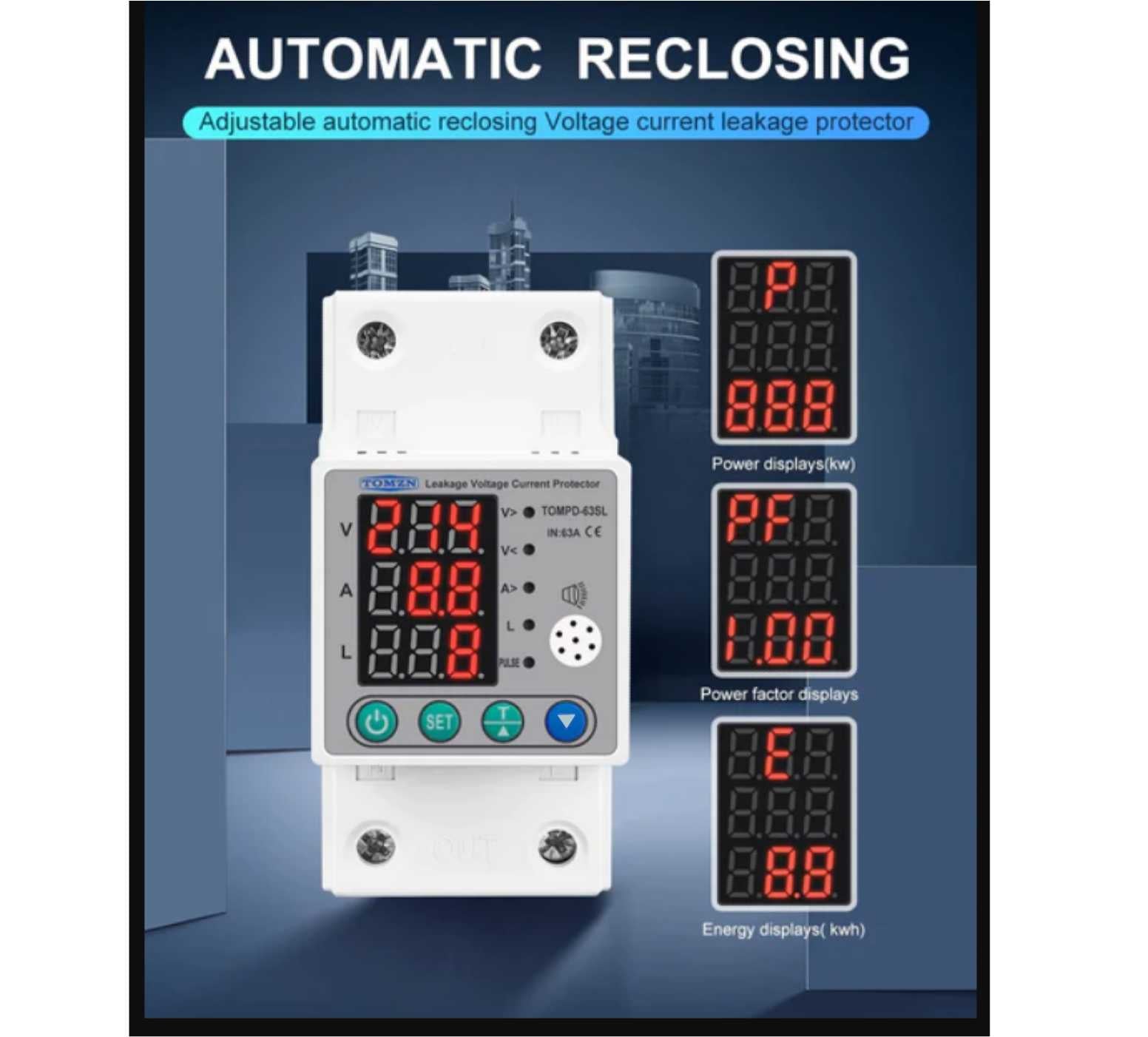 TOMZN 63A Leakage Current Protection Surge Protector elcb  in Pakistan