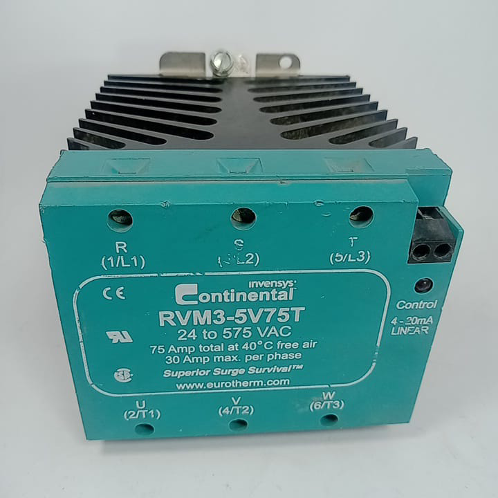 Continental Rvm3-5v75t Solid State Relay 24 to 575 VAC 75 Amp VDC Input