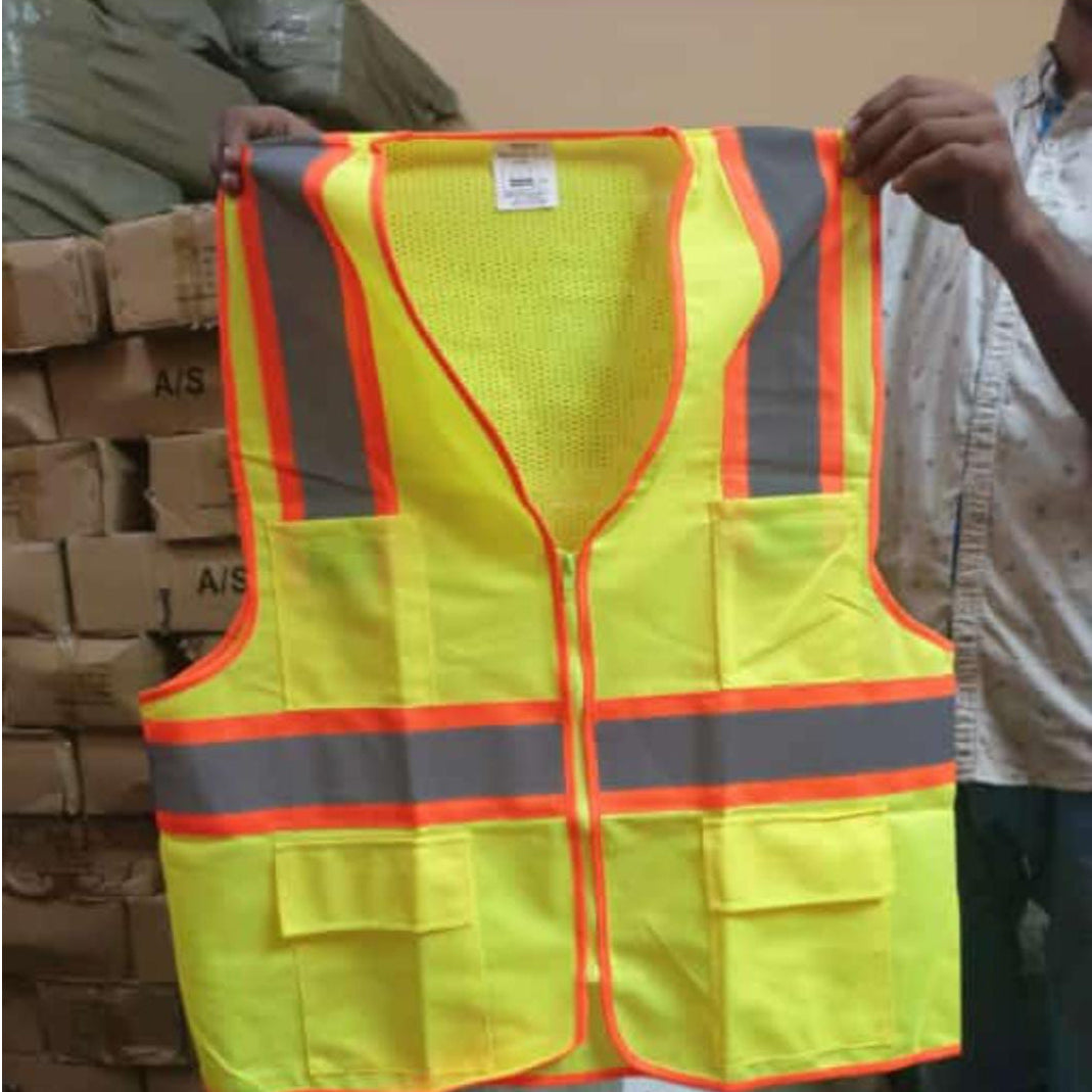 Safety Vest Jacket with Reflective Strips in Pakistan - Green thumbnail 4