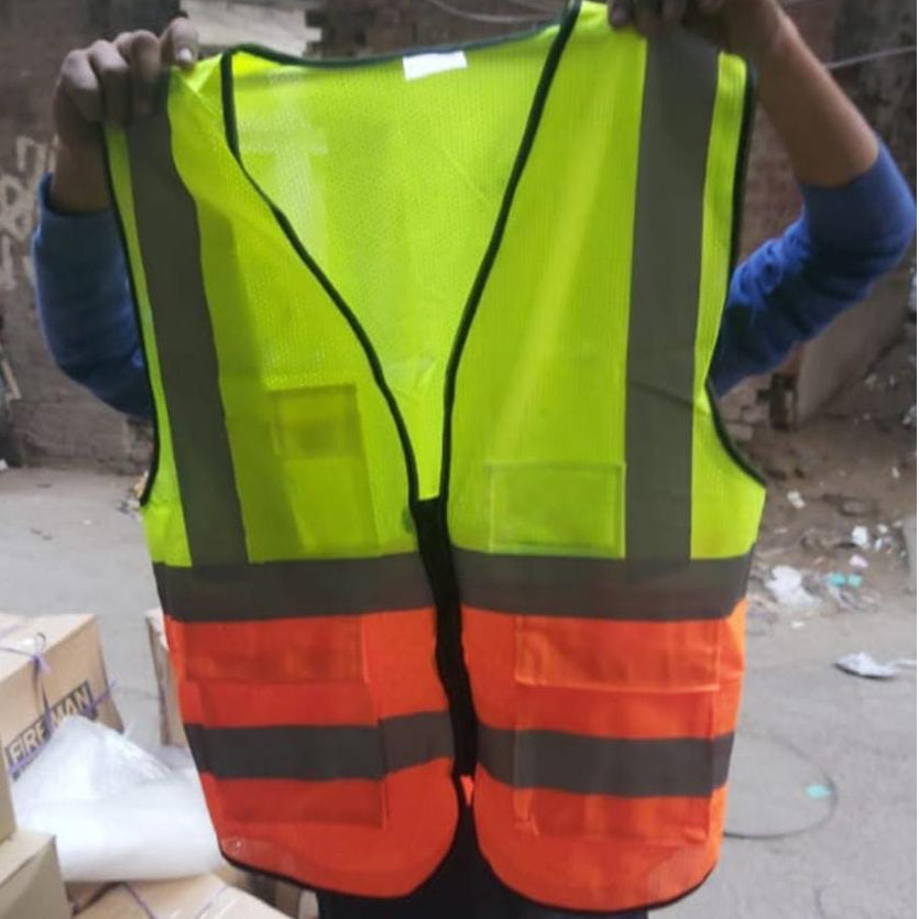 Safety Vest Jacket with Reflective Strips in Pakistan - sky blue thumbnail 3