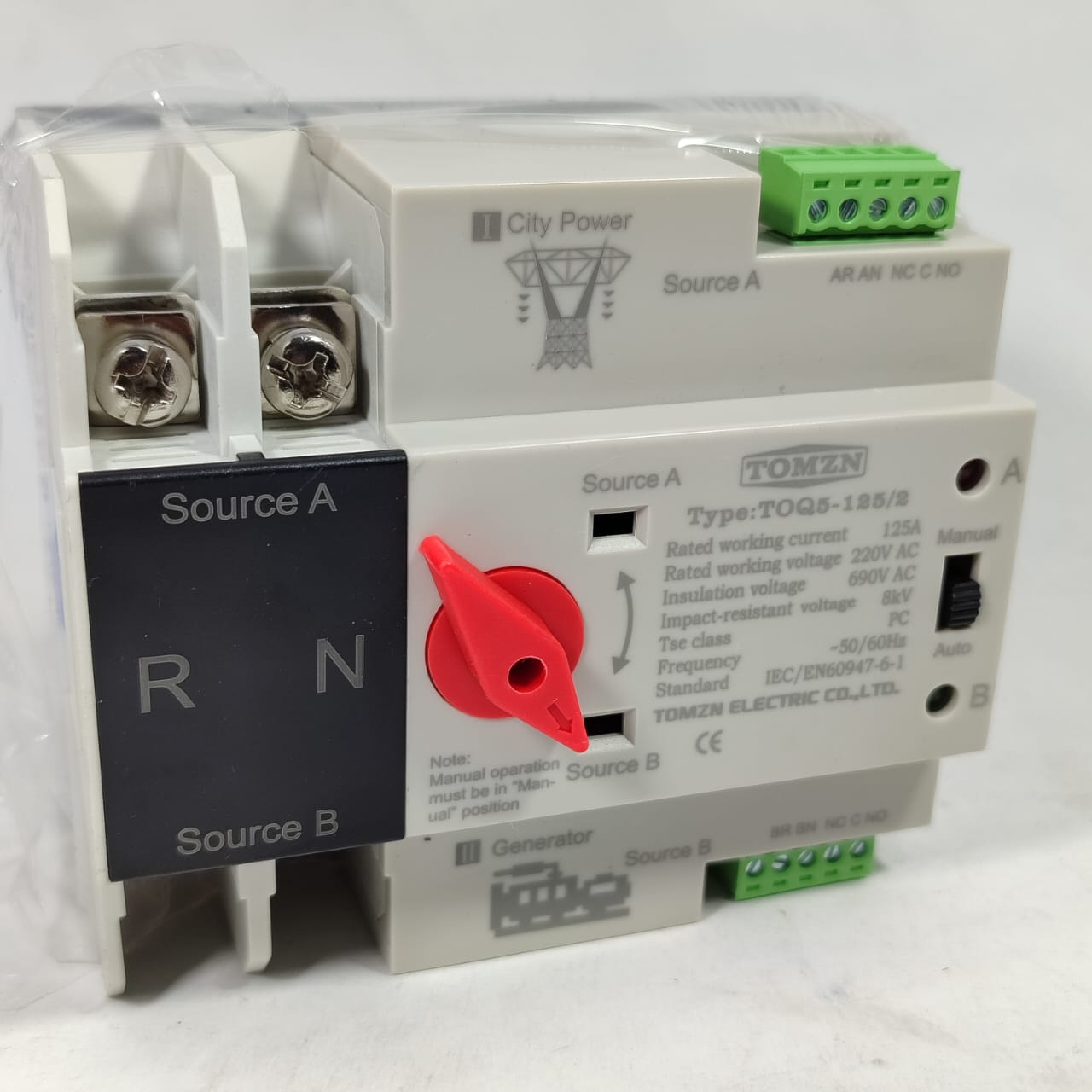 TOMZN Dual Power Automatic Transfer Switch TOQ5-125/2 tomzn ATS  in Pakistan - 125A