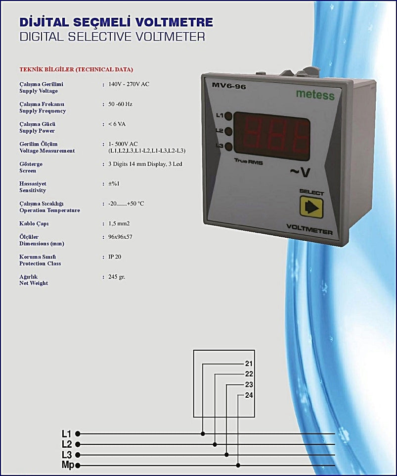 METESS MV6-96 Selectable Digital Voltmeter  in Pakistan thumbnail 2