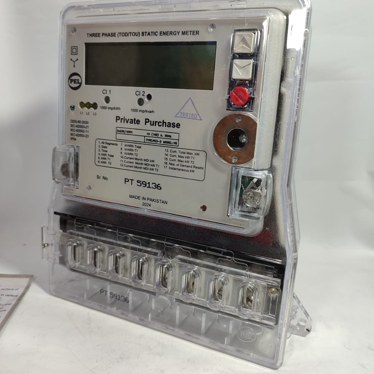 PEL Three Phase 4 wire Static  Digital Energy Meter 10 to 100A  in Pakistan thumbnail 2