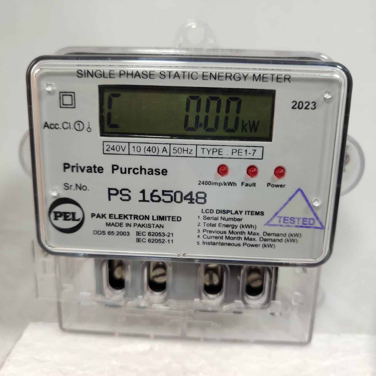 PEL Digital Energy Meter Single Phase SUB Meter in Pakistan thumbnail 5
