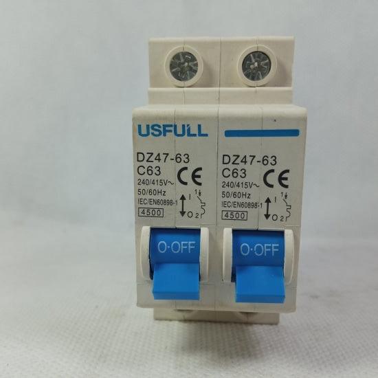 USFULL DZ47-63-C63 63A 2P Circuit Breaker in Pakistan