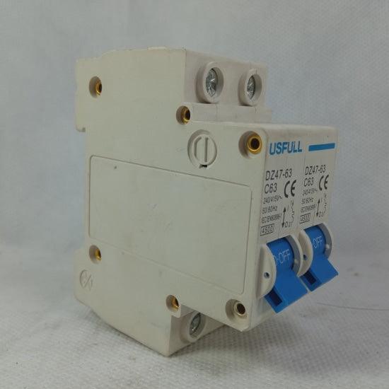 USFULL DZ47-63-C63 63A 2P Circuit Breaker in Pakistan thumbnail 2