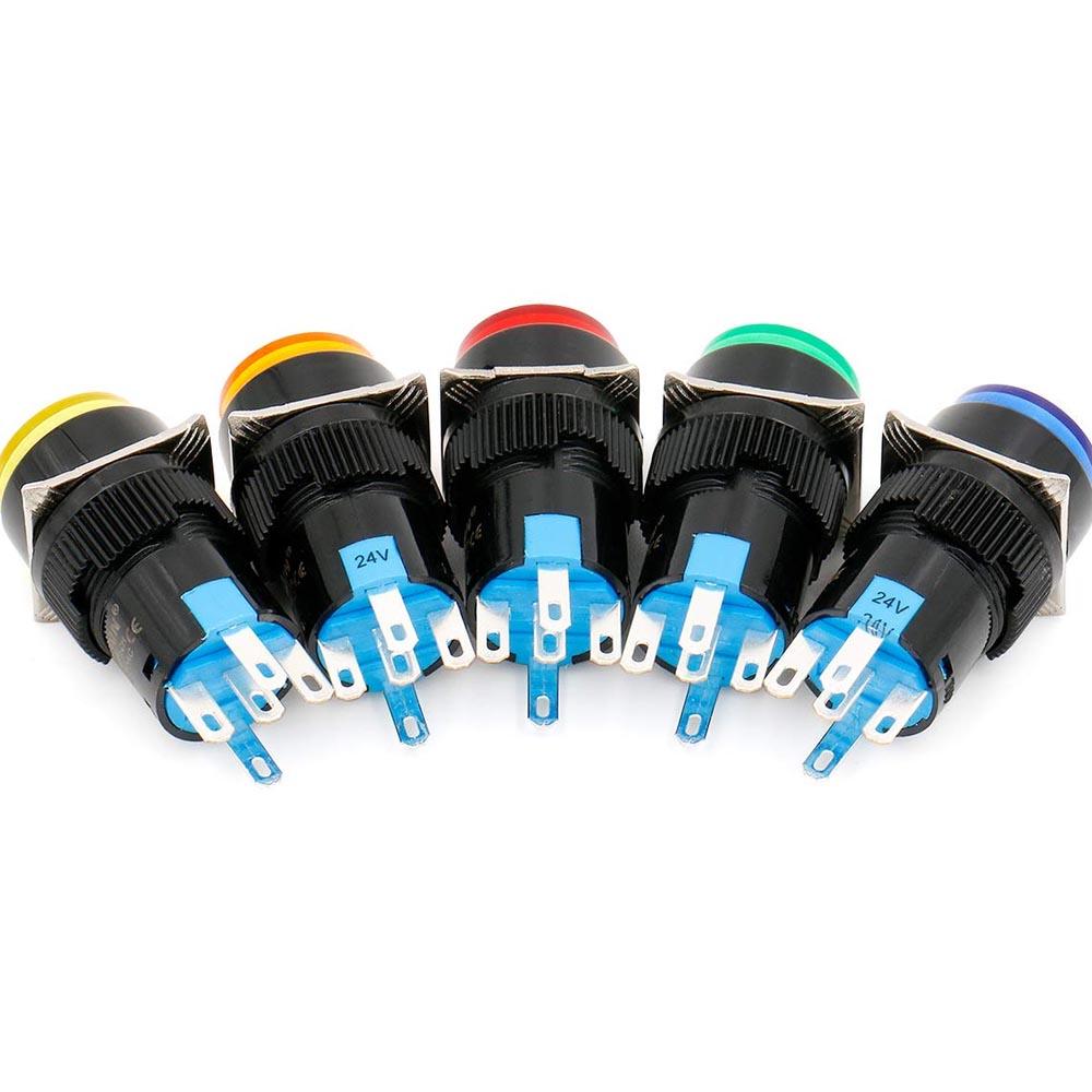 16mm Push Button Switch Momentary Round Cap LED Lamp in Pakistan - Blue thumbnail 2