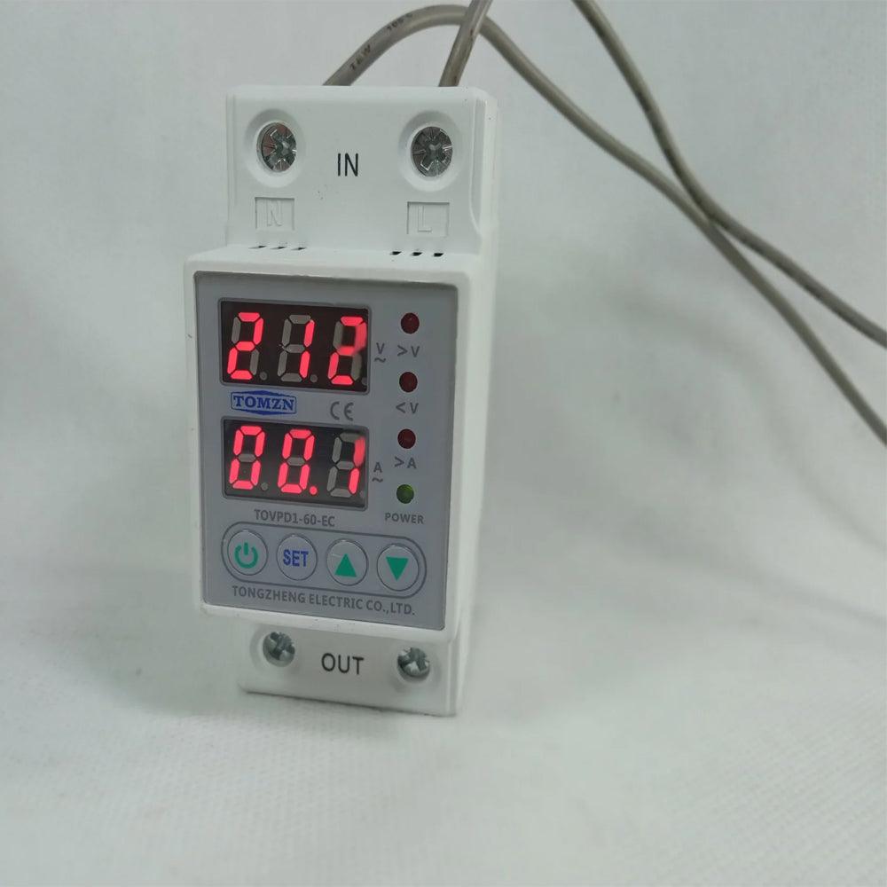 TOMZN TOVPD1-60-EC Adjustable Over & Under Voltage Protector Relay with Over Current Protection (63A, DIN Rail) - 63A thumbnail 2
