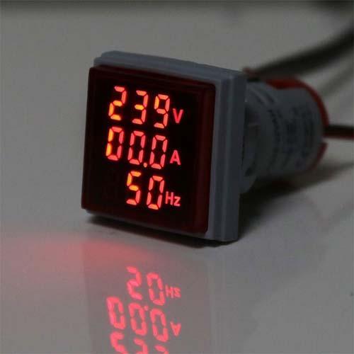 Digital 3 in 1 AC Ammeter, Voltmeter, Hz 22mm Digital Led Lamp Indicator in Pakistan - Green