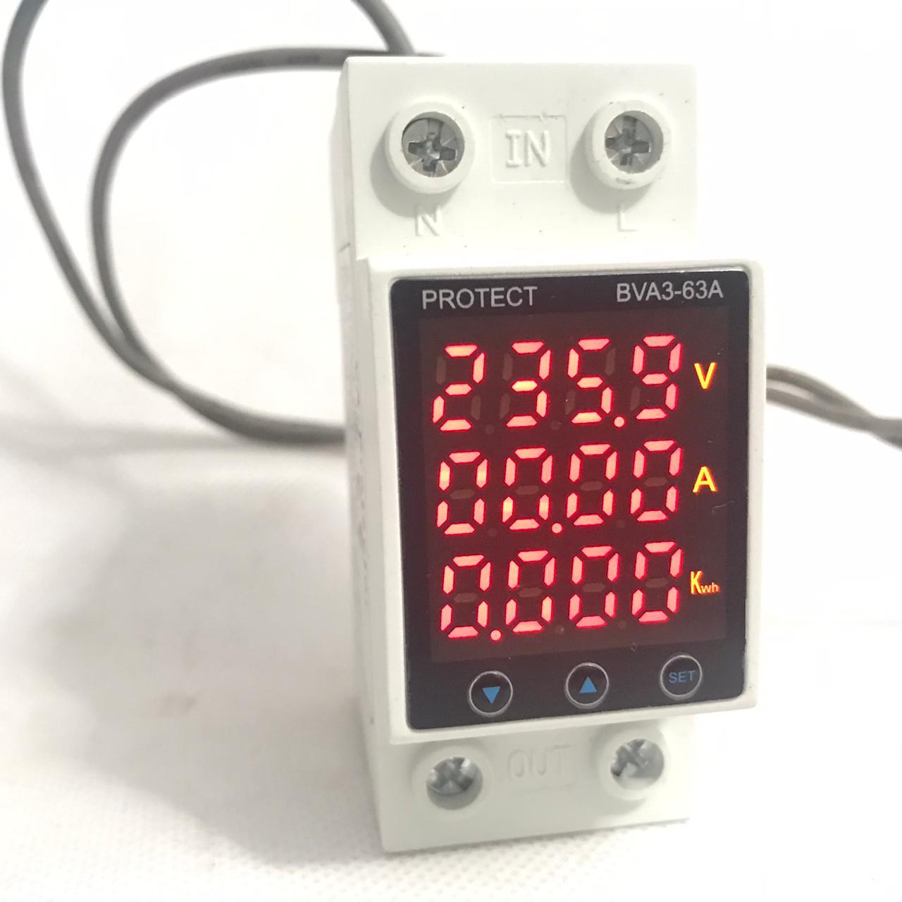 Tense VA Protector 3 in one  63A 220V Adjustable Over and Under Voltage Protector Device in Pakistan