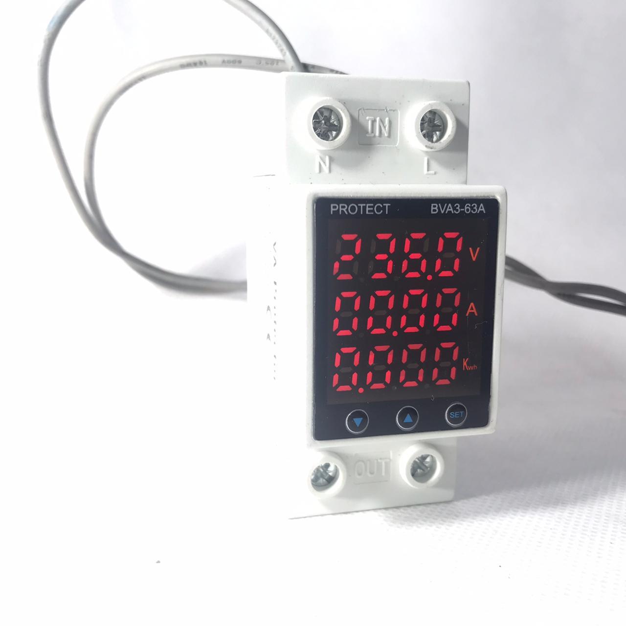 Tense VA Protector 3 in one  63A 220V Adjustable Over and Under Voltage Protector Device in Pakistan thumbnail 2