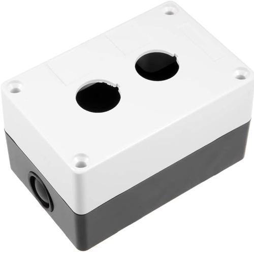 2 Hole Push Button Switch Control Box Case 22 mm Diameter Gray Plastic - 2 hole