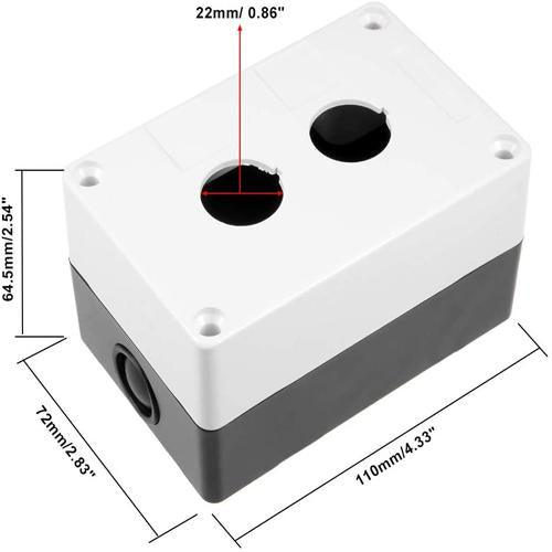 2 Hole Push Button Switch Control Box Case  22 mm Diameter Gray Plastic - 2 hole thumbnail 2
