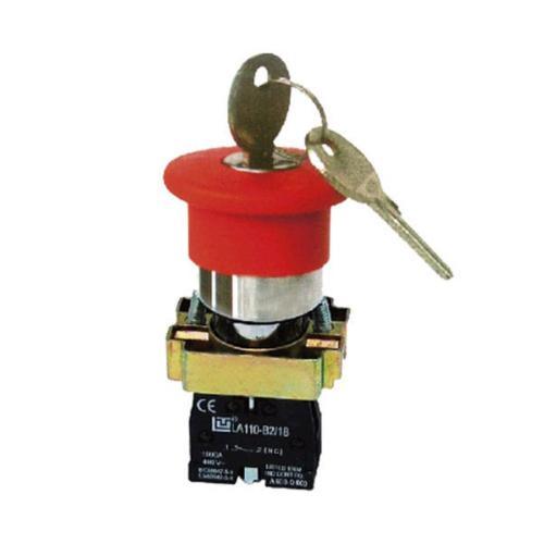 Emergency Stop Switch, SPST-NC, Push-Key Release, Screw Clamp, 6 A, 120 V