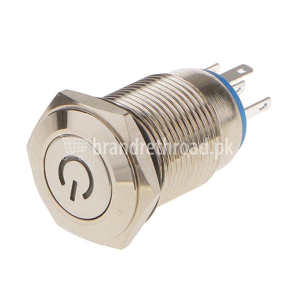 LED Indicator Latching 16mm Push Button Control Switch for Car Motor Start Green in Pakistan - 16mm thumbnail 6