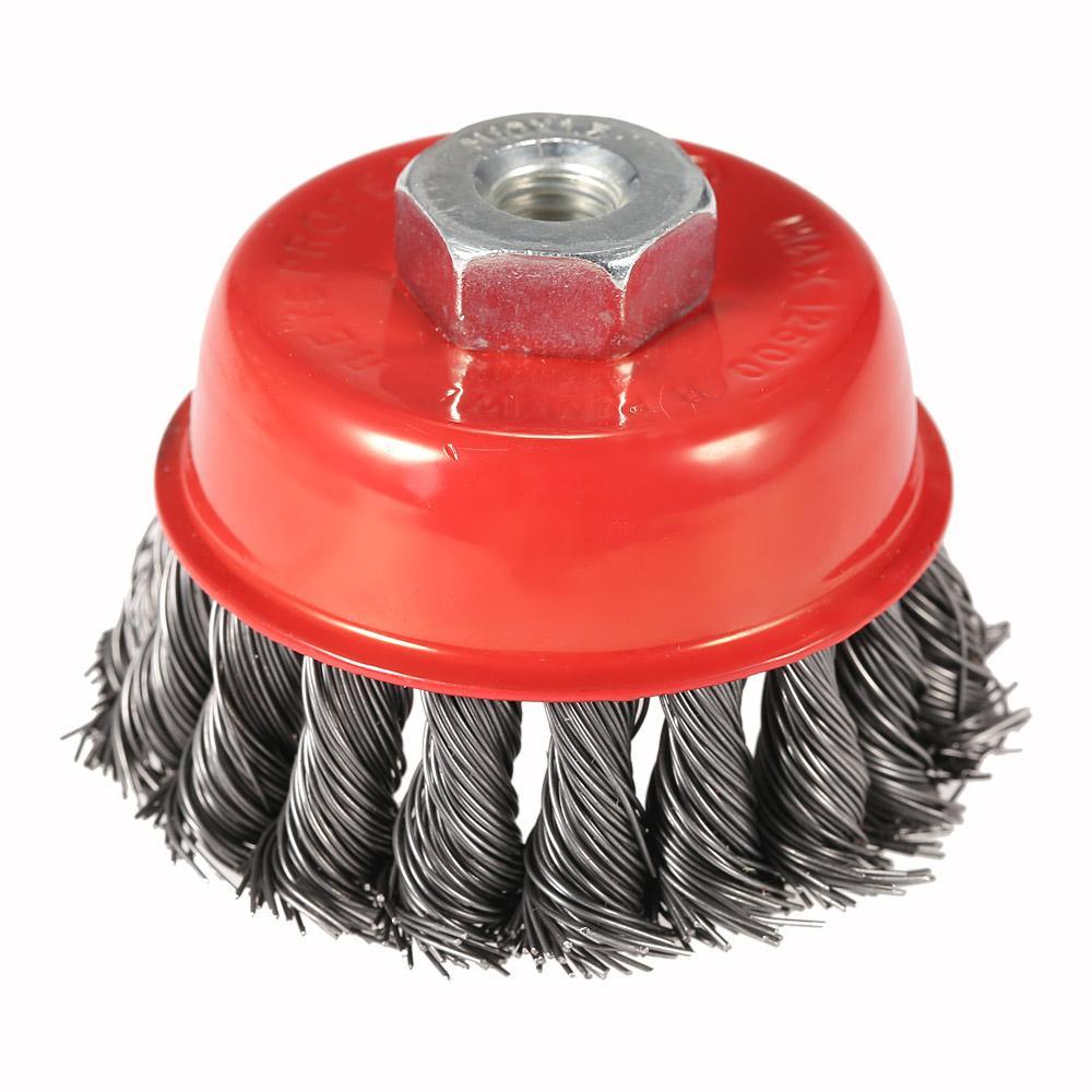 Steel Wire Brush Wheel Knotted Cup Rotary Steel Brush Crimp Grinder U3W5