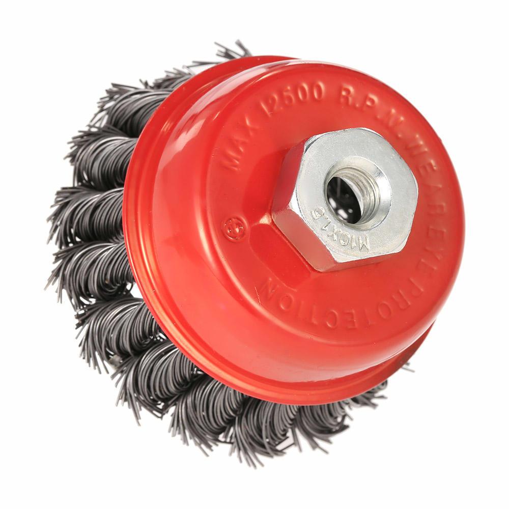 Steel Wire Brush Wheel Knotted Cup Rotary Steel Brush Crimp Grinder U3W5 thumbnail 2