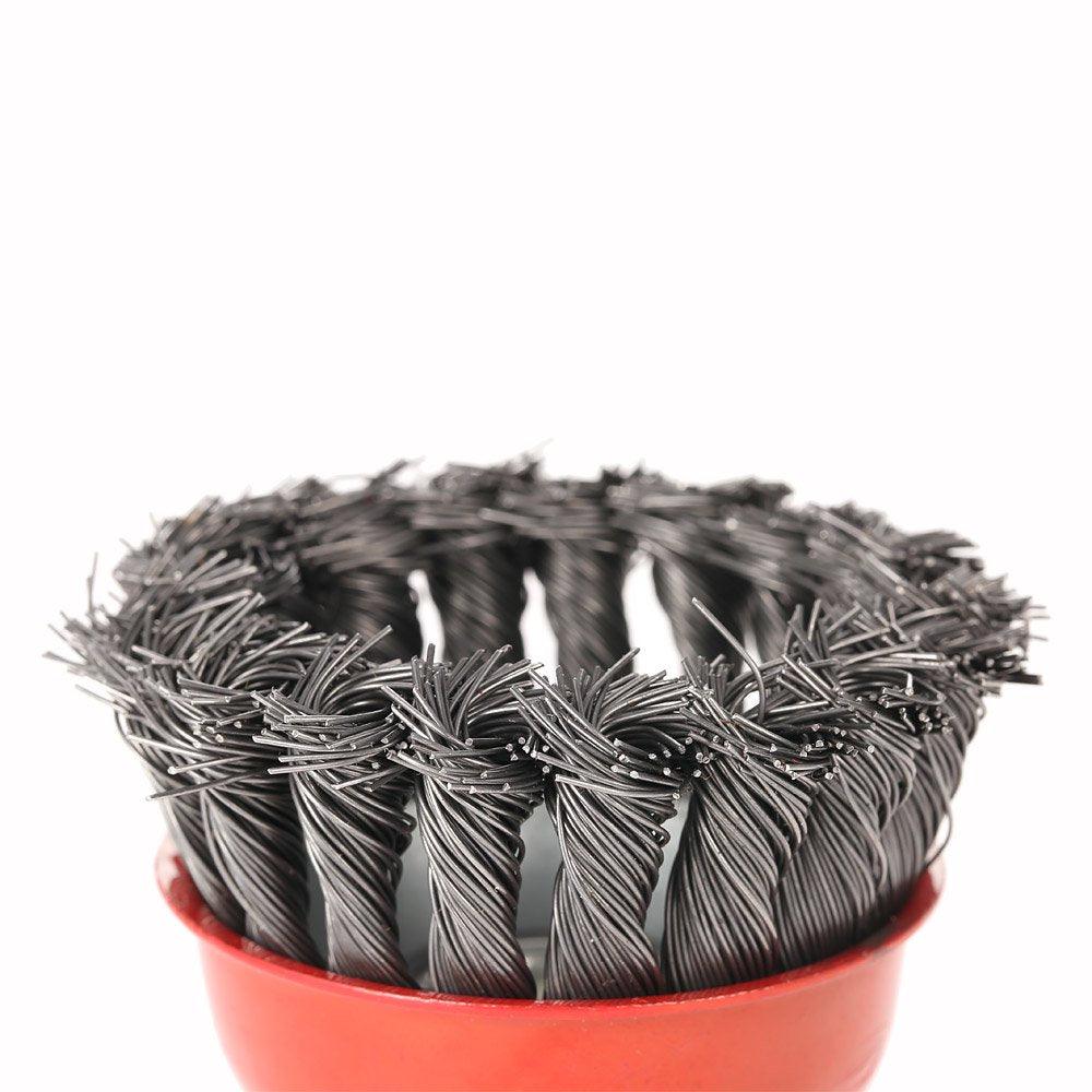 Steel Wire Brush Wheel Knotted Cup Rotary Steel Brush Crimp Grinder U3W5 thumbnail 4